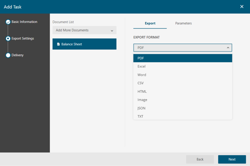 Use Advanced Settings to make custom settings for each of these export formats.