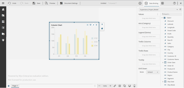 Using the data binding panel