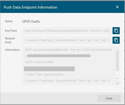 Copy the EndPoint information from the dialog to use in your application