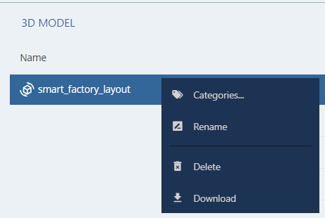 Example of fields for the 3D model name