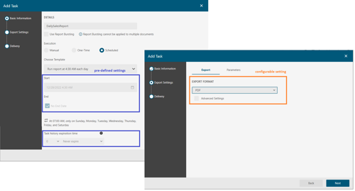 A schedule template is available with the “Scheduled” execution mode